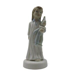 ROYAL DUX Girl in Nightgown with Doll Figurine Czech 1940s Vintage 6"